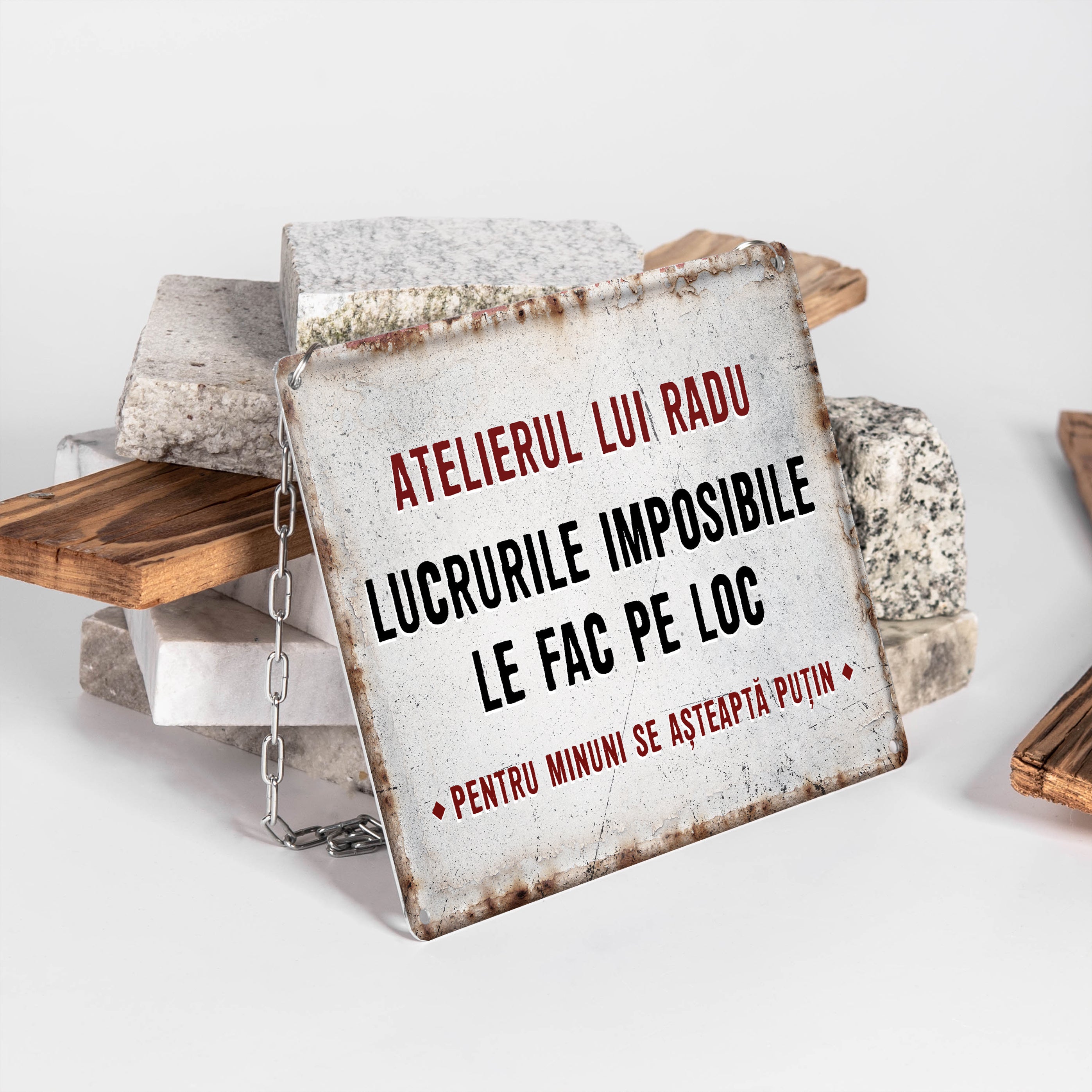 Tăbliță personalizată de atelier - cadou pentru un meșter