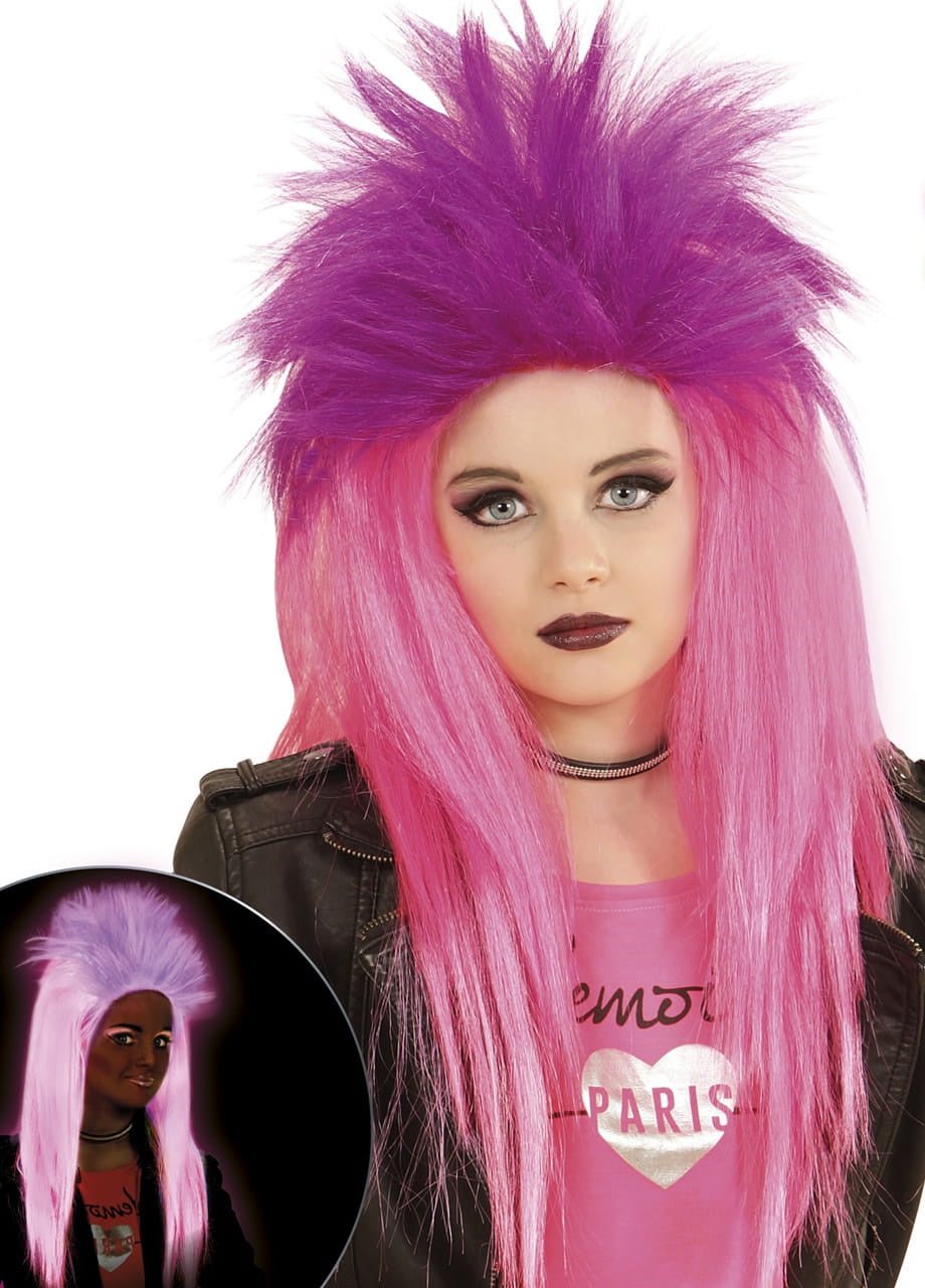 Perucă pentru copii neon PUNK roz