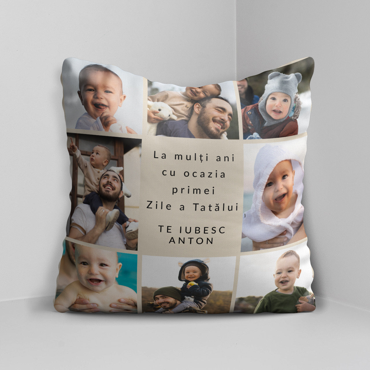 Pernă cu fotografii – cadou pentru prima Zi a Tatălui