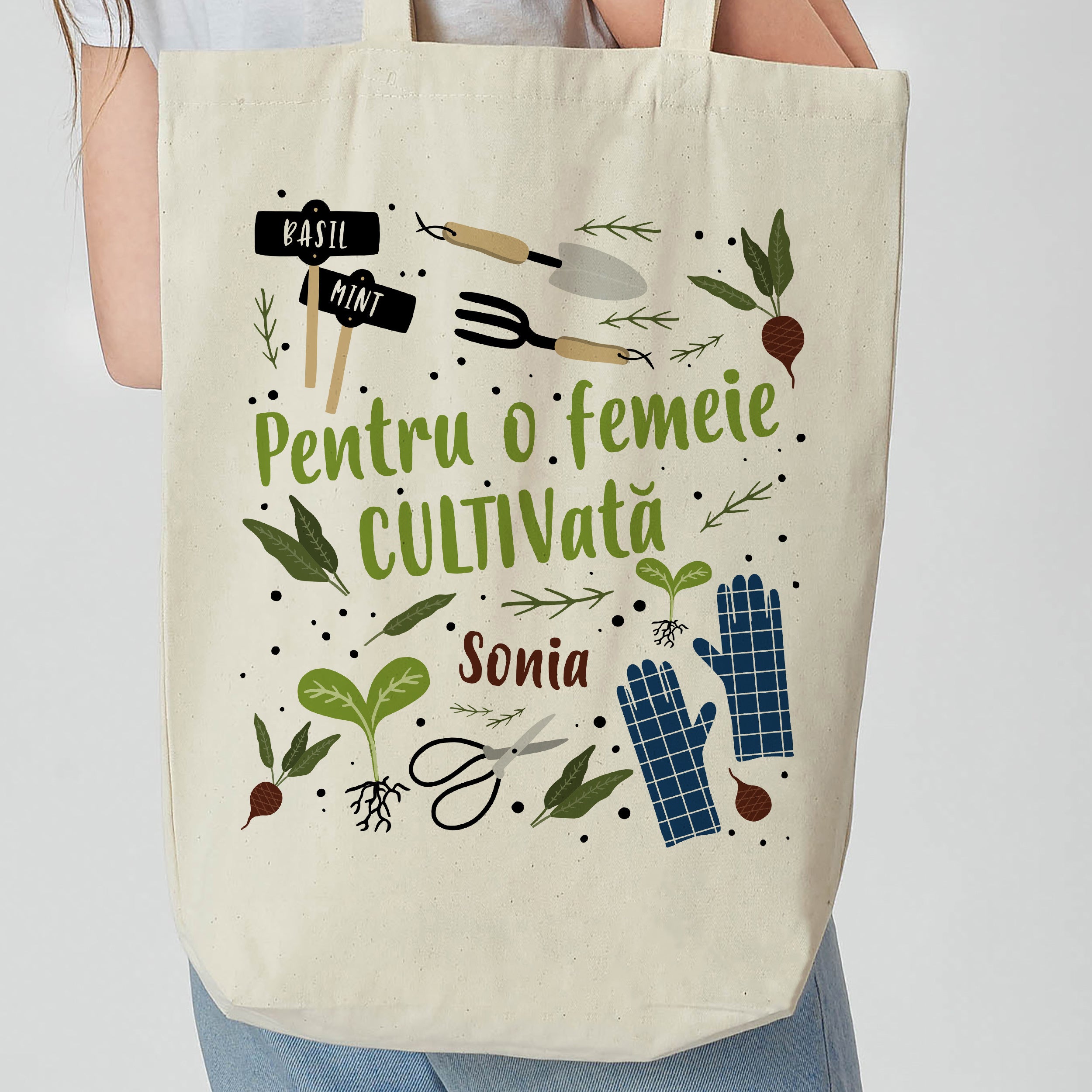 Torba personalizowana - Czasem Przesadzam - prezent dla miłośniczki ogrodnictwa torba bawełniana