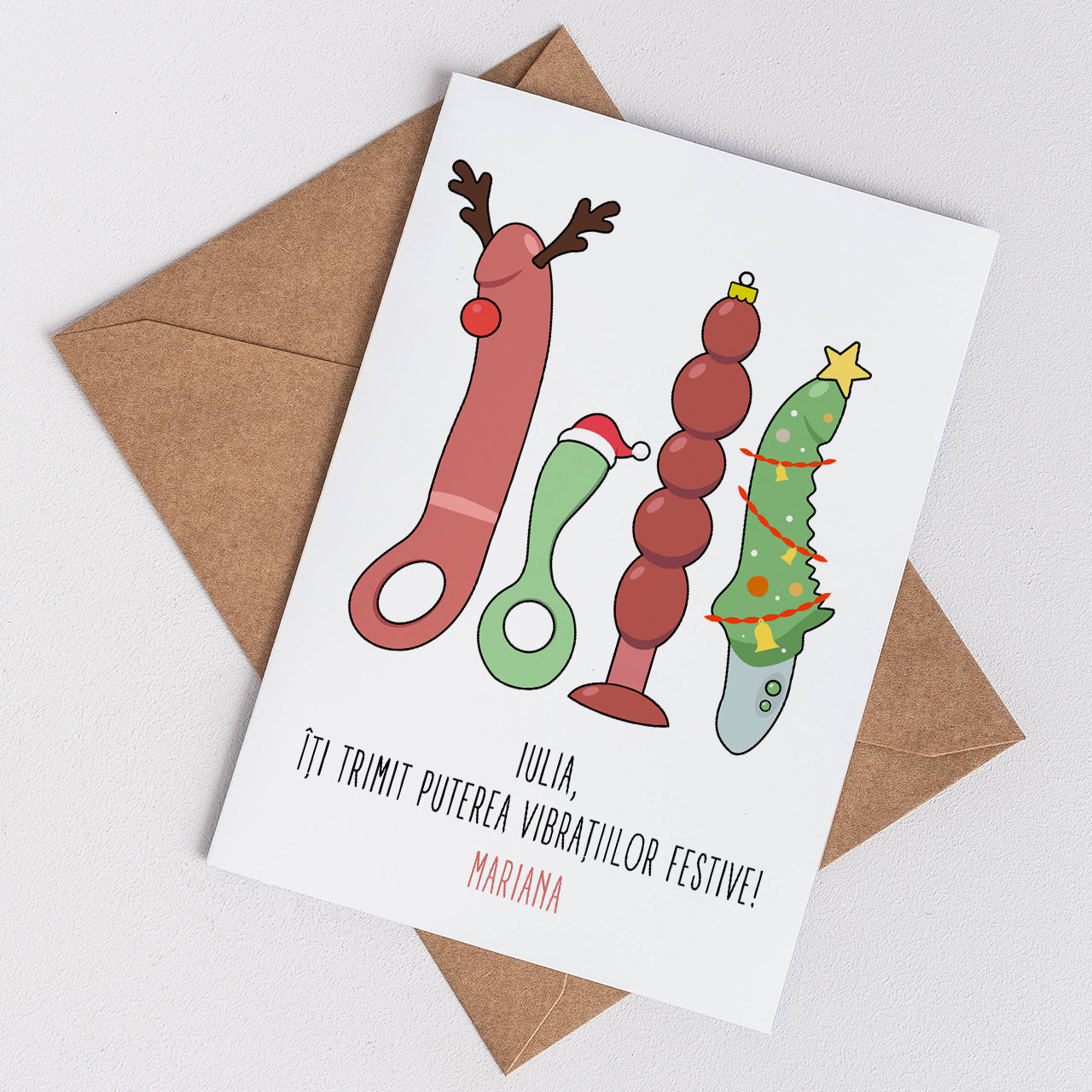 Felicitare amuzantă de Crăciun pentru o prietenă - Vibrații festive