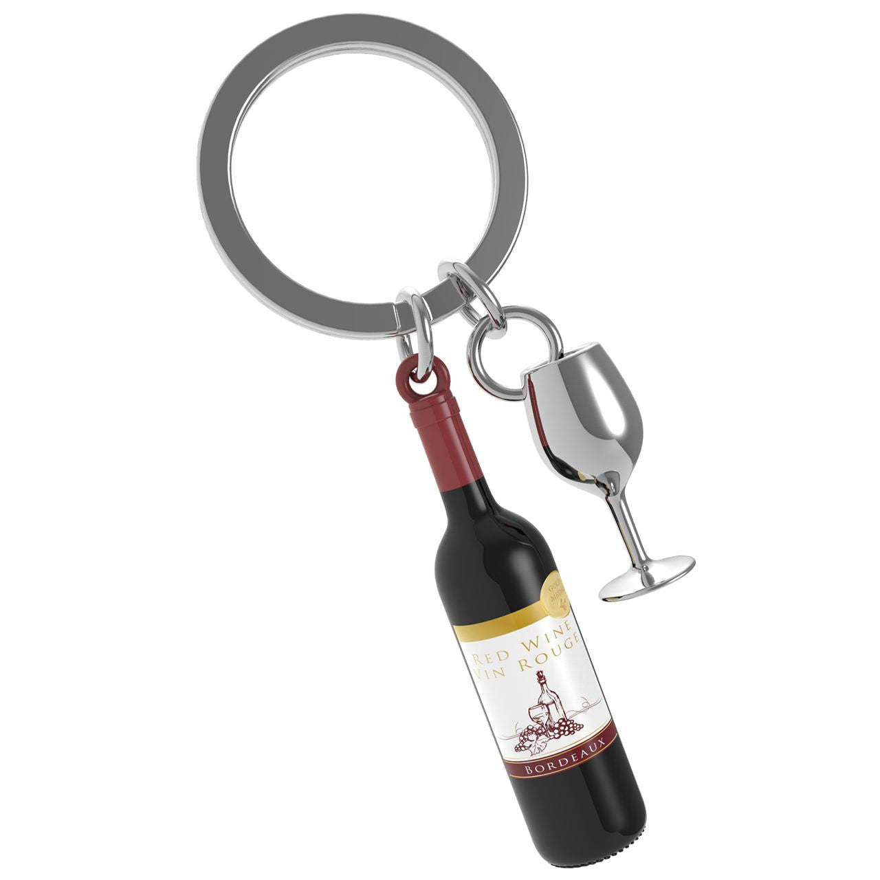 Breloc vin și pahar - cadou pentru iubitoarea de vin