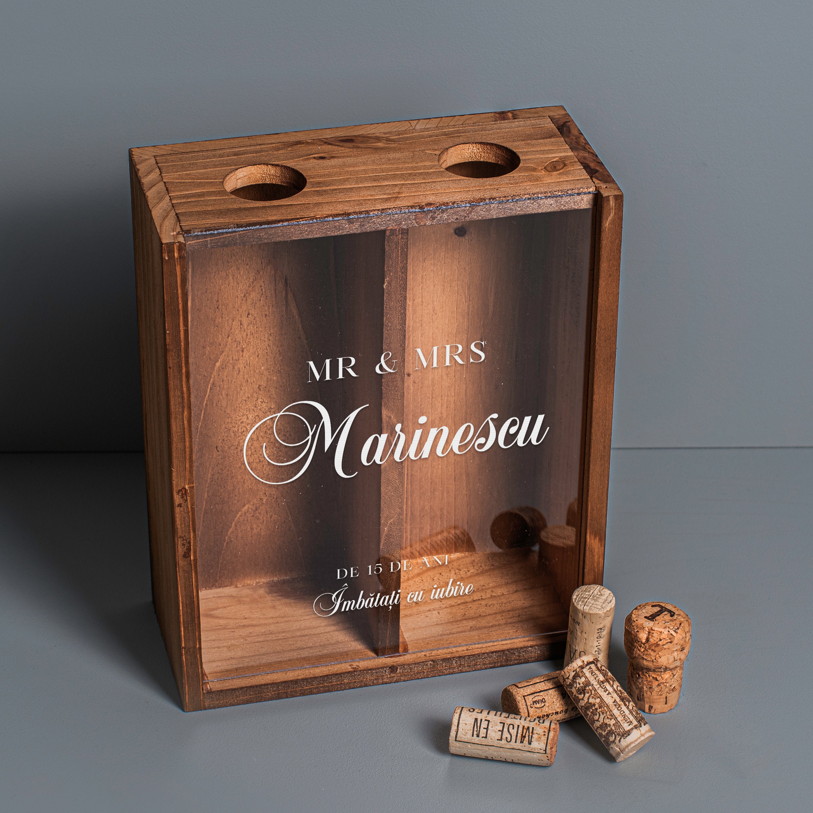 Pojemnik na korki do wina - prezent z okazji rocznicy ślubu prezent na rocznicę ślubu skrzynka na korki od wina