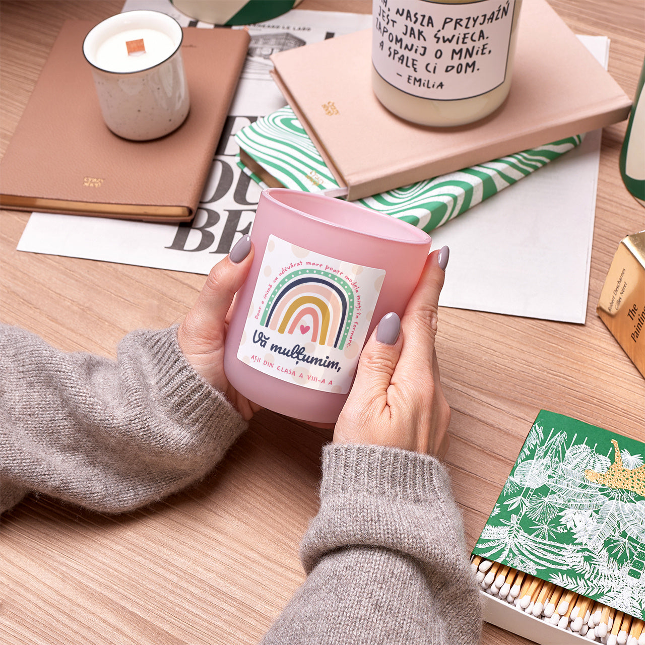 Lumânare personalizată - cadou de mulțumire pentru profesoară