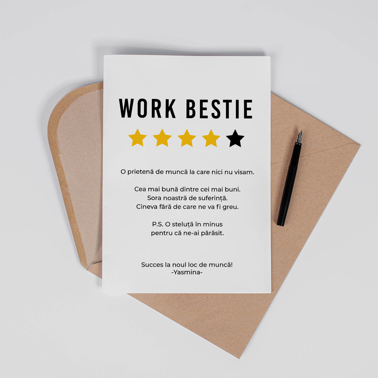 Felicitare A4 de rămas-bun pentru colega de birou – Work Bestie