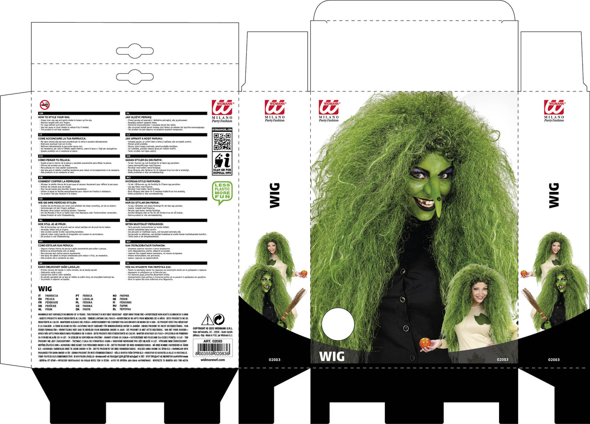 Verde perucă VRĂJITOARE de Halloween