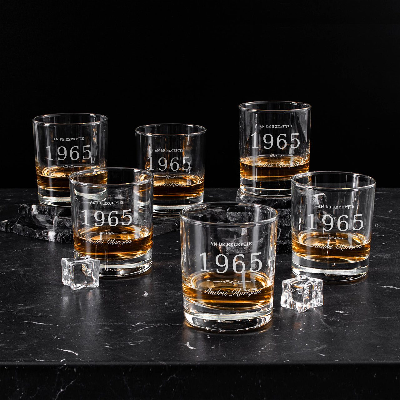 Set de pahare personalizate de whisky - An de excepție - cadou pentru ziua lui de naștere
