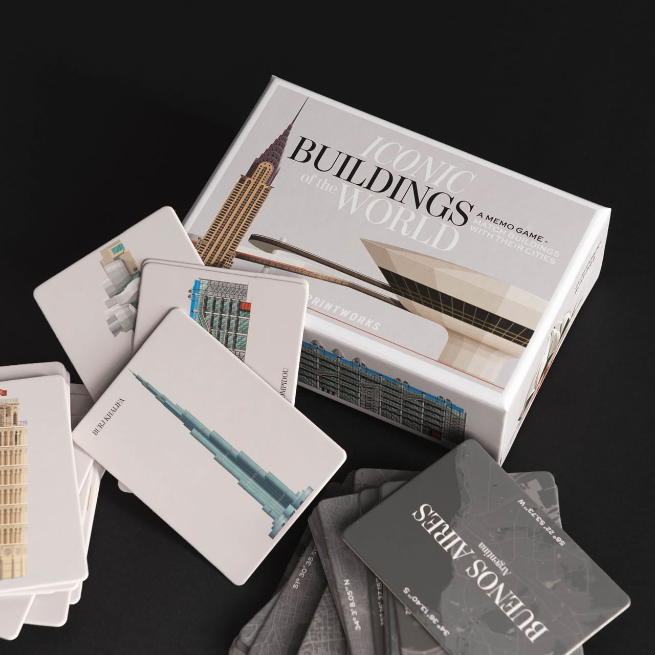 Gra w pamięć Iconic Buildings gra memory gra rodzinna prezent dla architekta prezent na parapetówkę