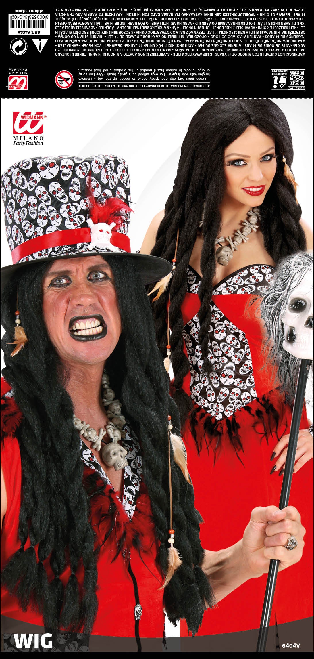 Perucă dready warkocze negre VOODOO