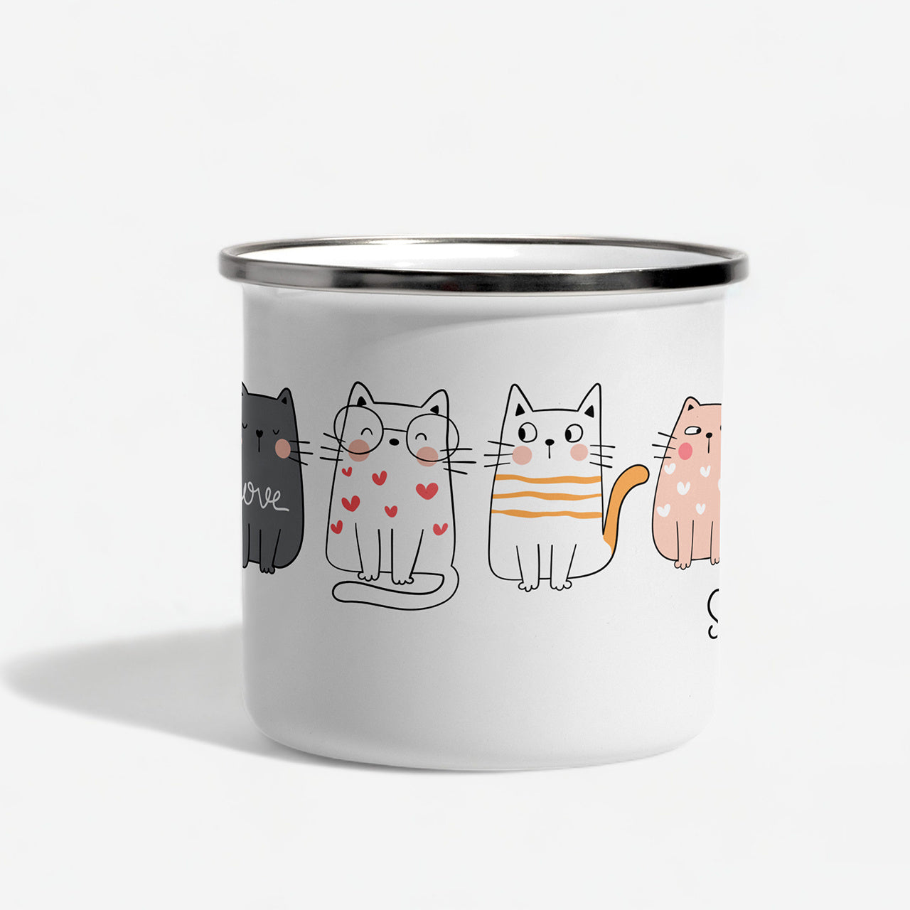 Emaliowany kubek z kotkami prezent dla kociary kubek z kotami prezent dla miłośniczki kotów
