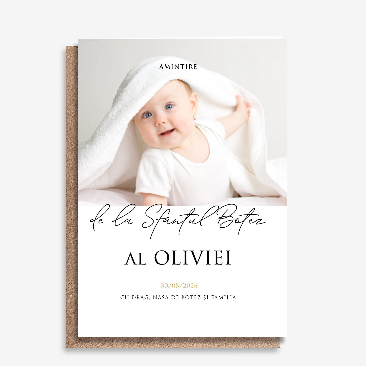 Felicitare personalizată pentru botez - amintire de la Sfântul Botez