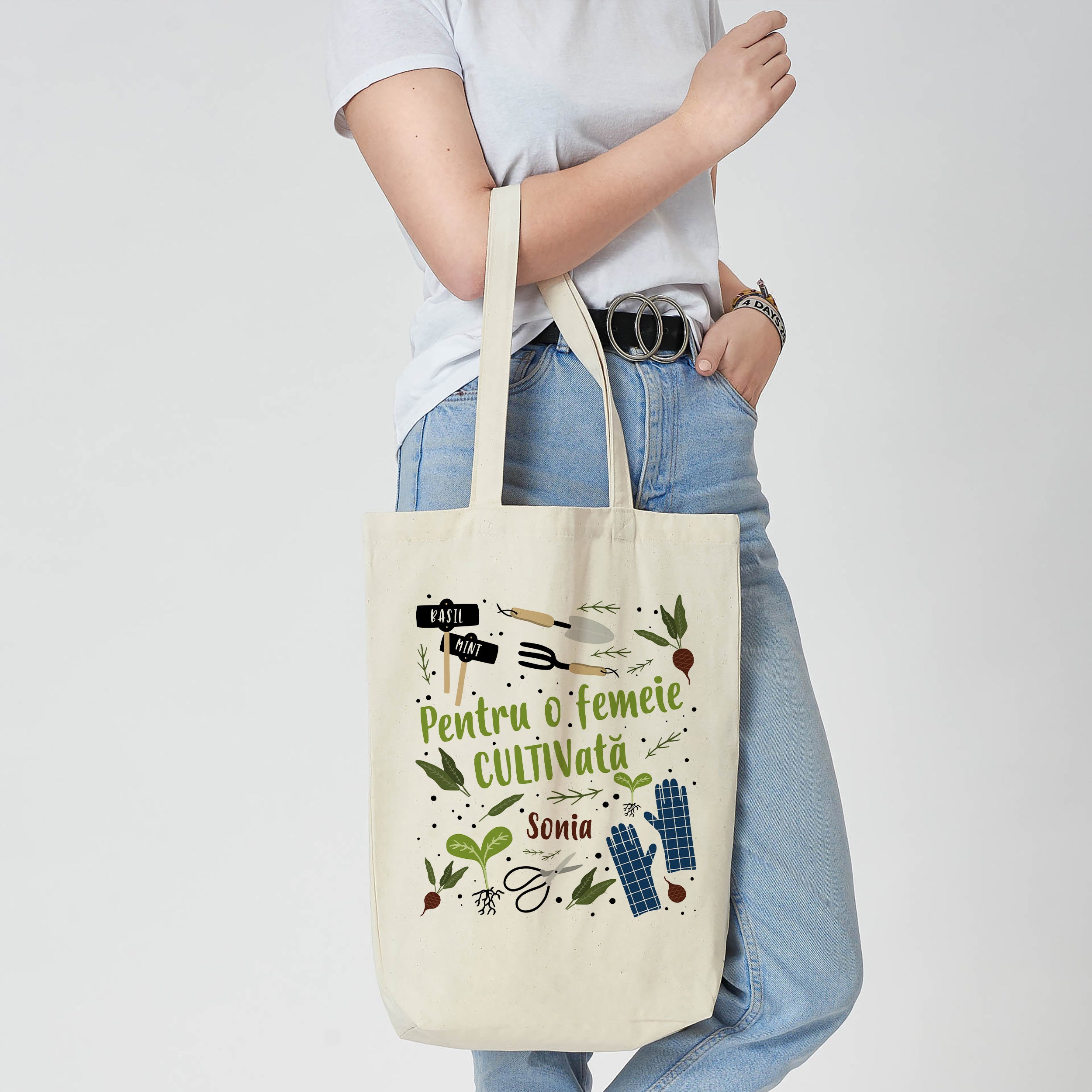 Torba personalizowana - Czasem Przesadzam - prezent dla miłośniczki ogrodnictwa torba bawełniana