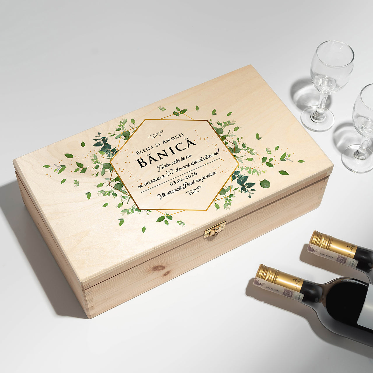 Skrzynka na wino z dedykacją - elegancki prezent na ślub prezent dla pary młodej prezent dla nowożeńców