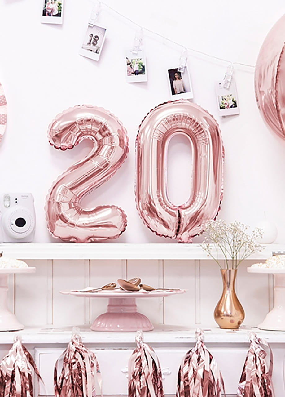Balon din folie pentru aer CIFRĂ 2 rose gold