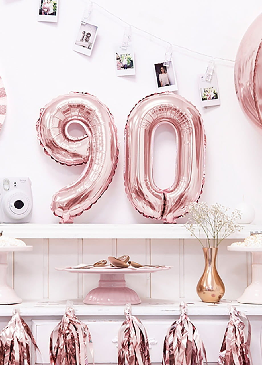Balon din folie pentru aer CIFRĂ 9 rose gold