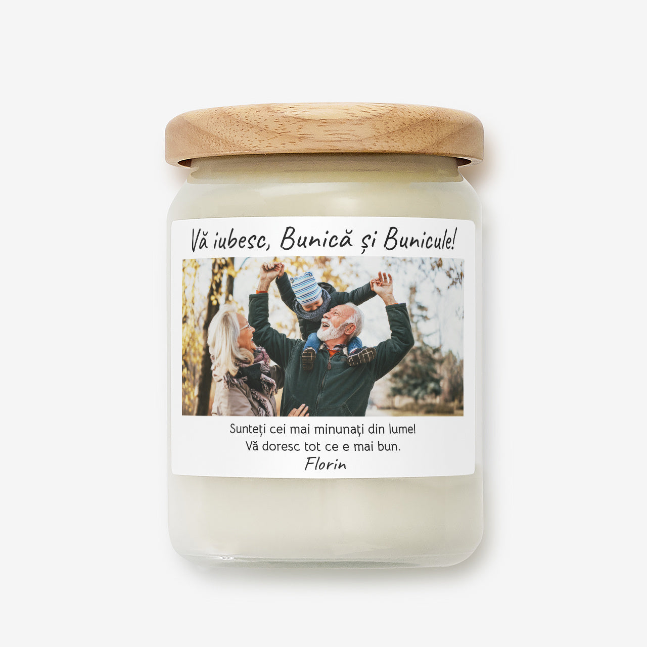 Lumânare pentru Ziua Bunicii și a Bunicului – cadou cu fotografie