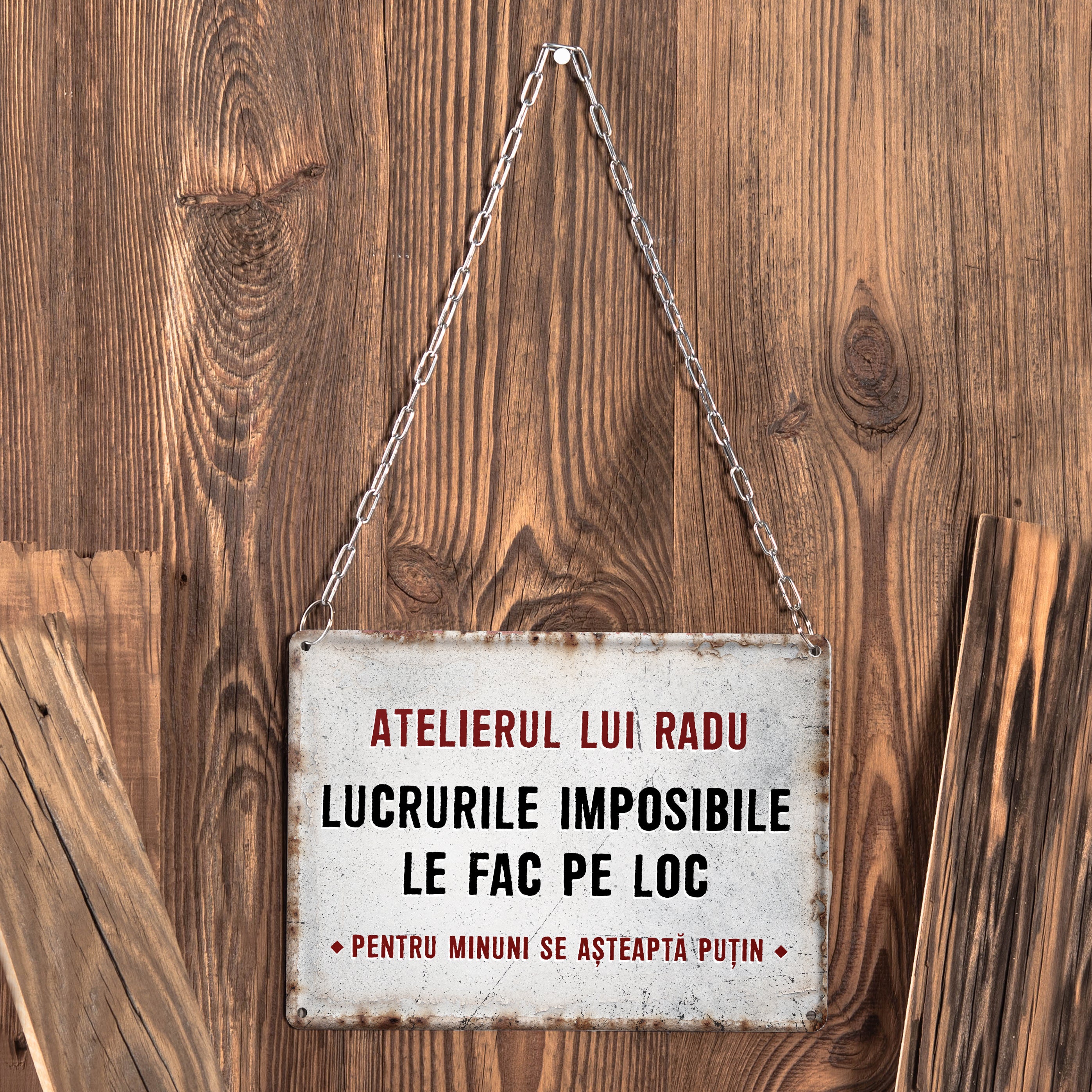 Tăbliță personalizată de atelier - cadou pentru un meșter