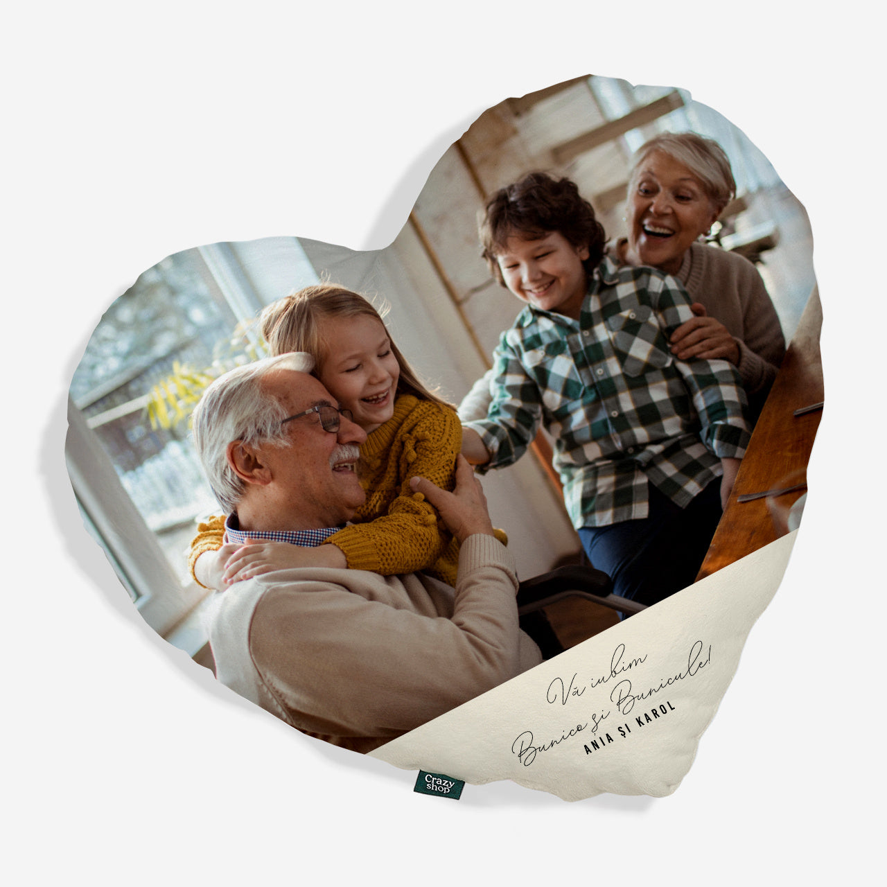 Pernă cu fotografii pentru bunici – inimă