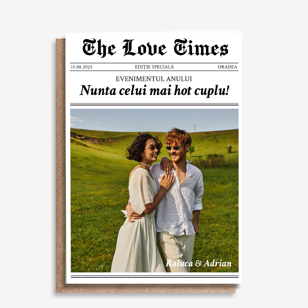 Kartka ze zdjęciem na Ślub prezent na ślub kartka ślubna upominek dla pary młodej kartka dla nowożeńców
