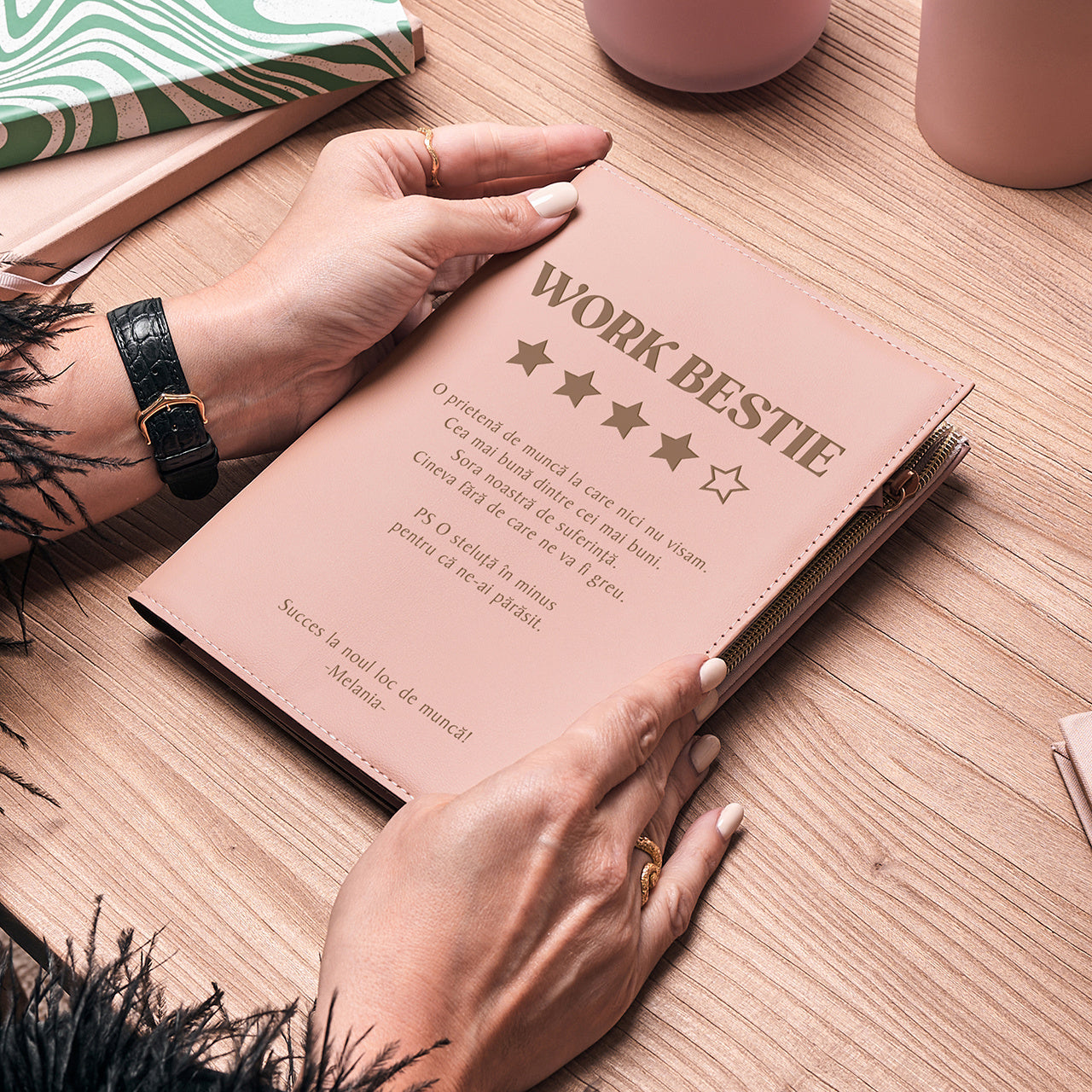 Notatnik na zamek - prezent dla koleżanki na odejście z pracy notes personalizowany upominek na pożegnanie 