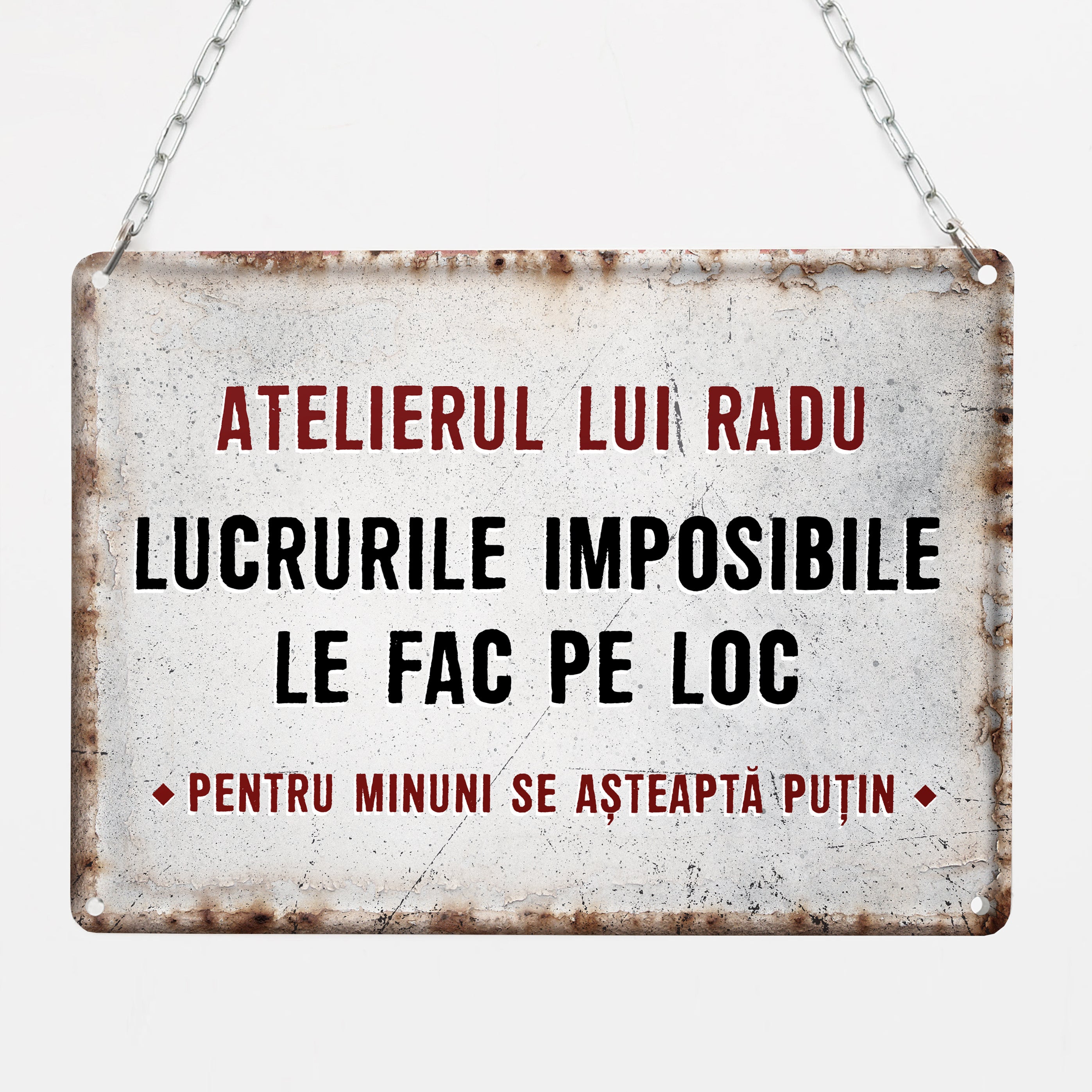 Tăbliță personalizată de atelier - cadou pentru un meșter