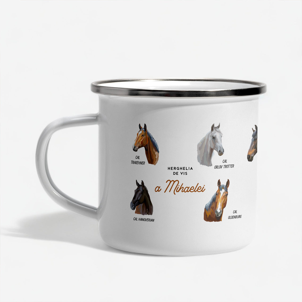 Personalizowany kubek z końmi - prezent dla amazonki kubek emaliowany prezent dla koniary