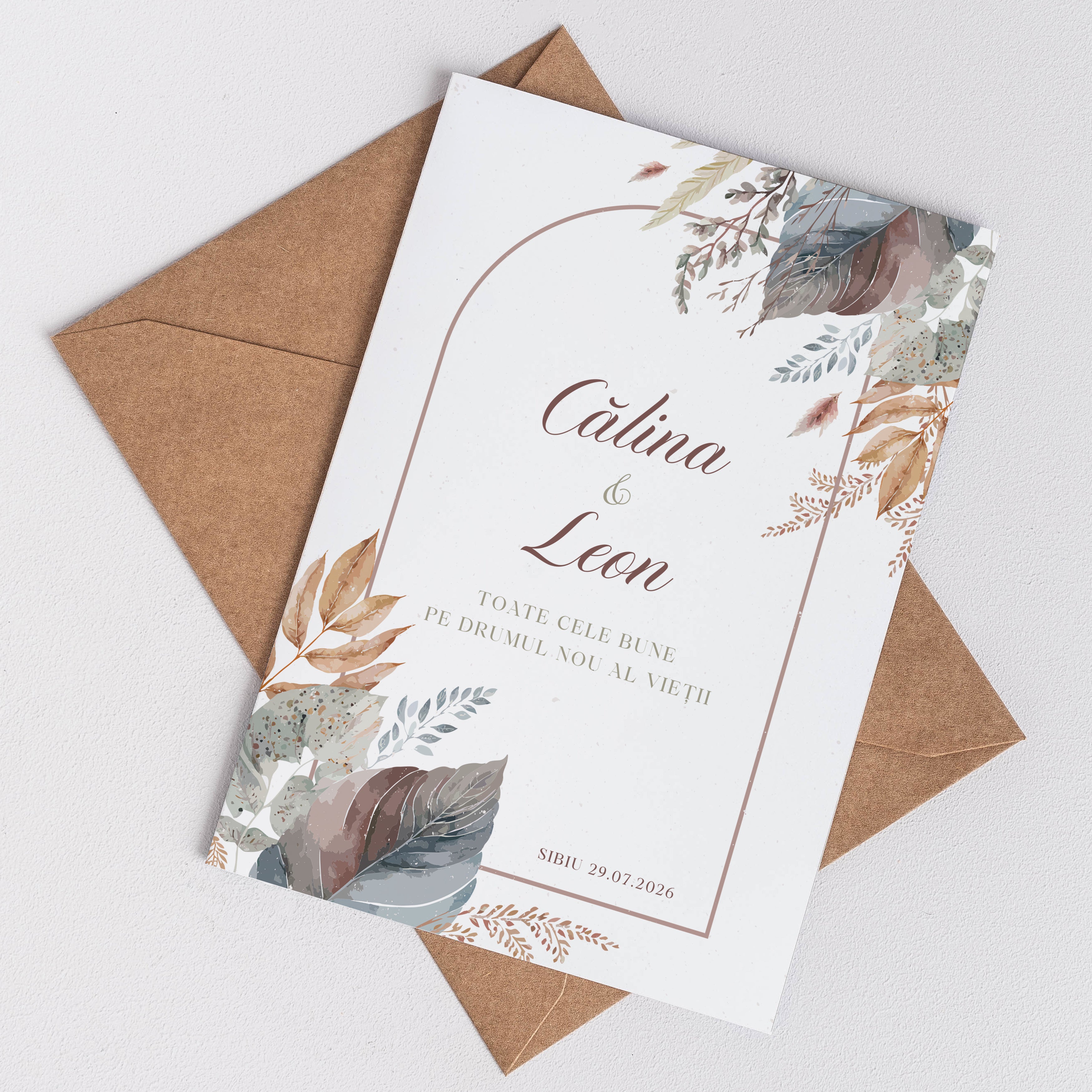 Felicitare de nuntă în stil boho