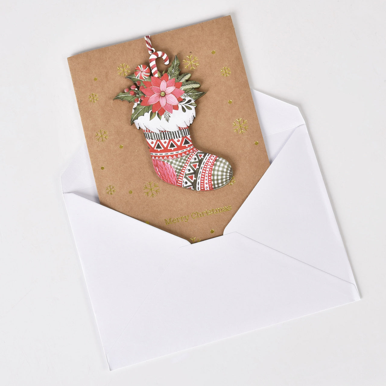 Wyjątkowa kartka na Boże Narodzenie Skarpeta Świąteczna kartki na święta kartka świąteczna świąteczna kartka