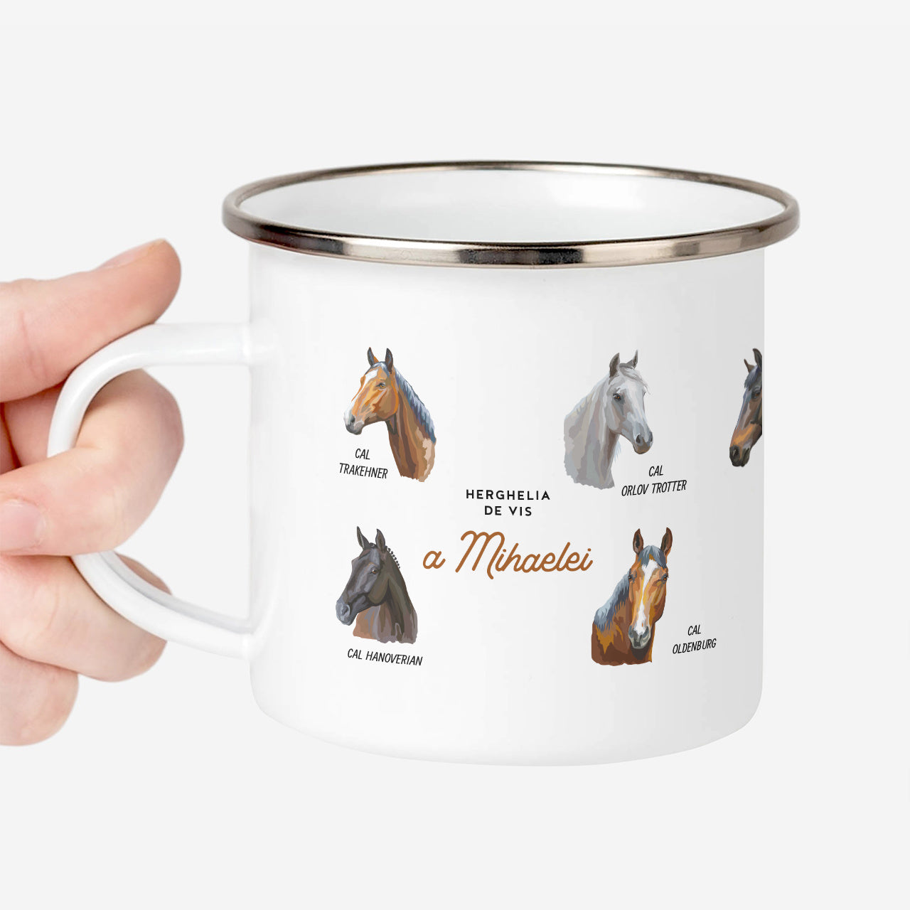 Personalizowany kubek z końmi - prezent dla amazonki kubek emaliowany prezent dla koniary