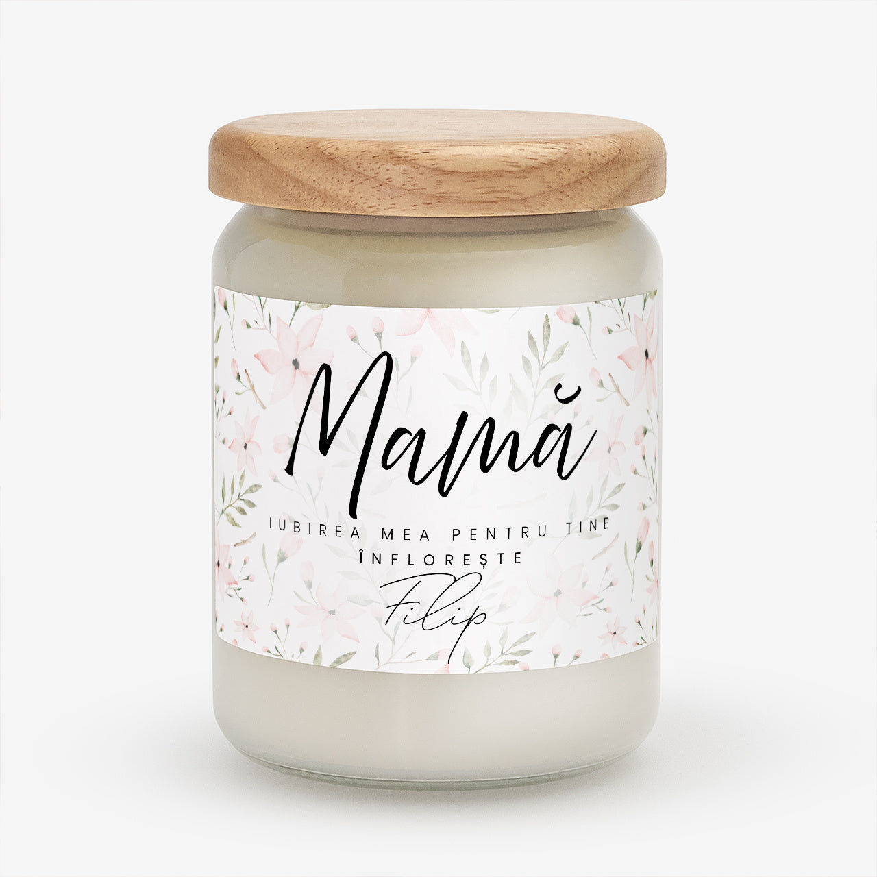 Lumânare personalizată pentru mamă – Dragostea mea înflorește