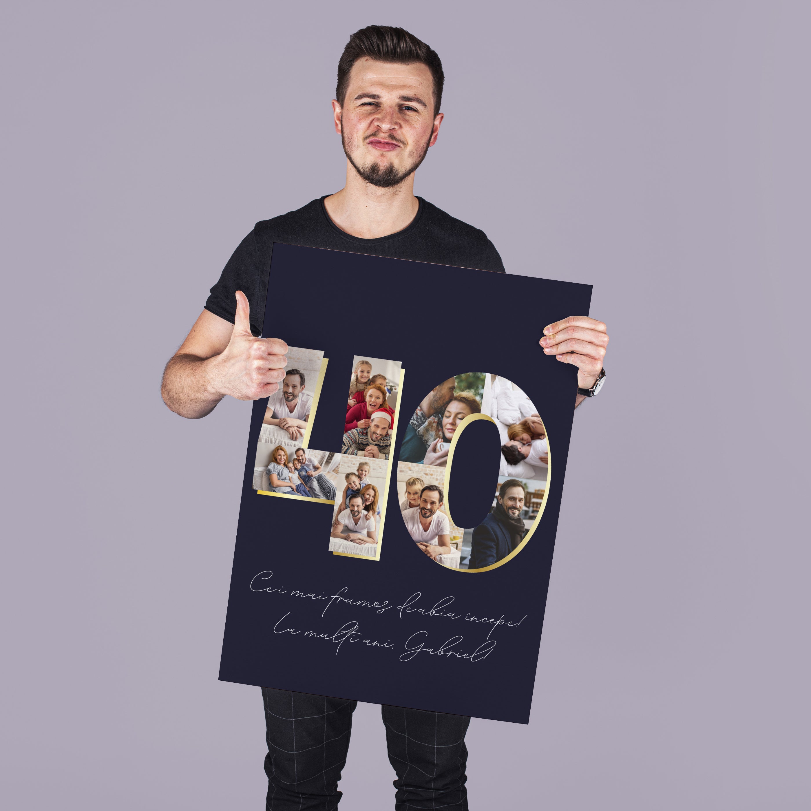 Wielka kartka urodzinowa na 40 urodziny - personalizowana kartka urodzinowa ze zdjęciami prezent na 40 urodziny