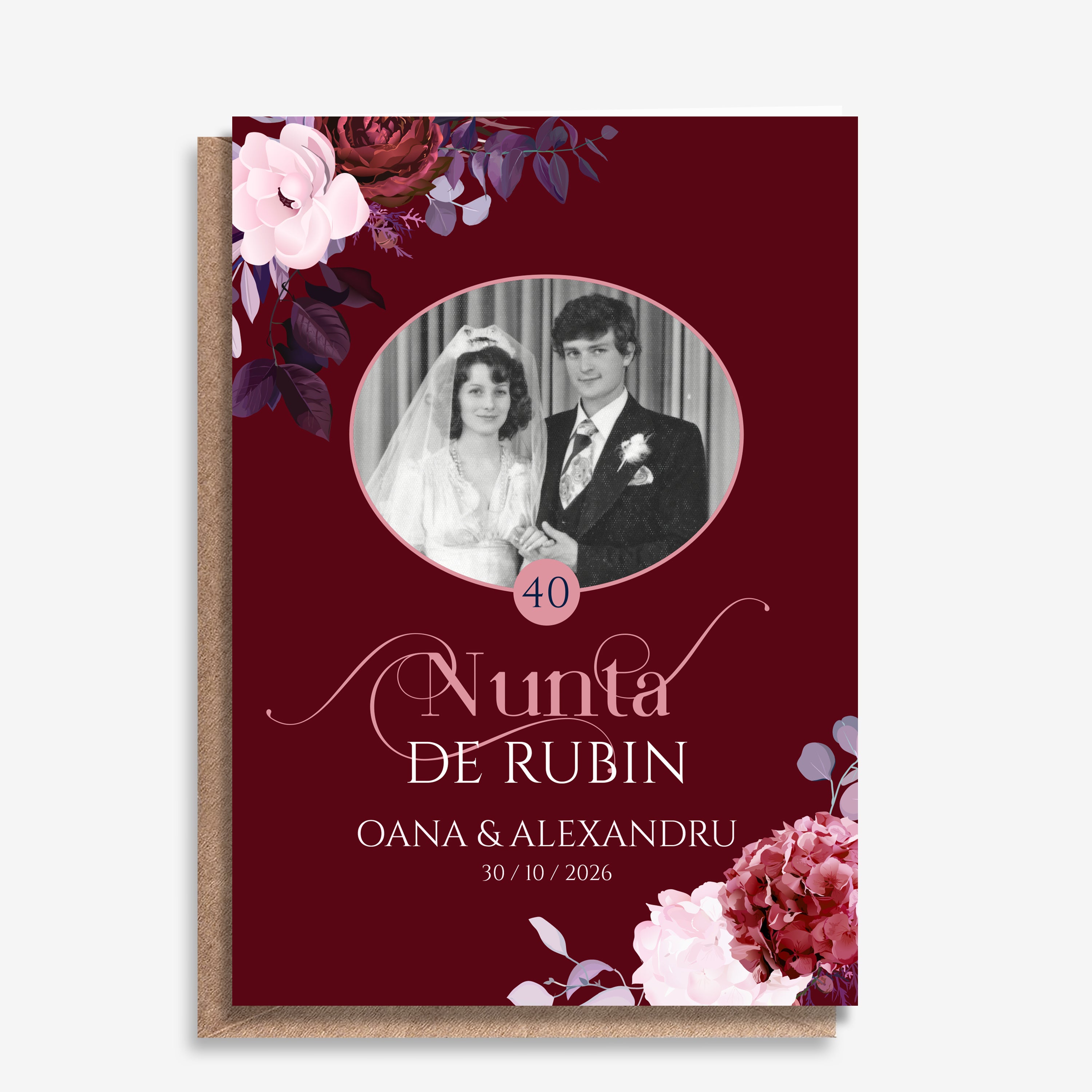Felicitare cu fotografie pentru Nunta de Rubiniu