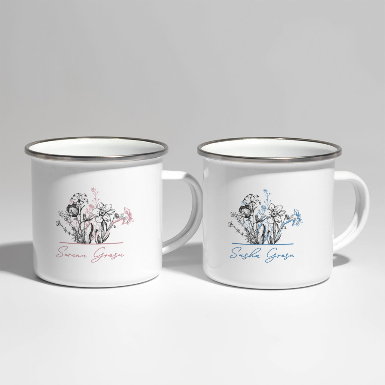 Komplet personalizowanych kubków emaliowanych - Szefowie Ogrodu - prezent dla pary ogrodników komplet kubków