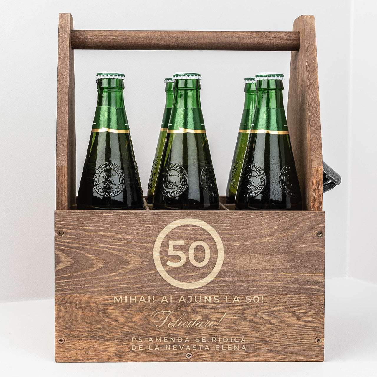 Personalizowane nosidło do piwa - prezent z okazji 50 urodzin nosidło na piwo z grawerem gadżet dla piwosza