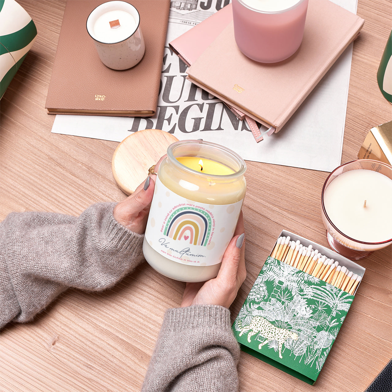 Lumânare personalizată – cadou pentru învățătoare la sfârșit de an