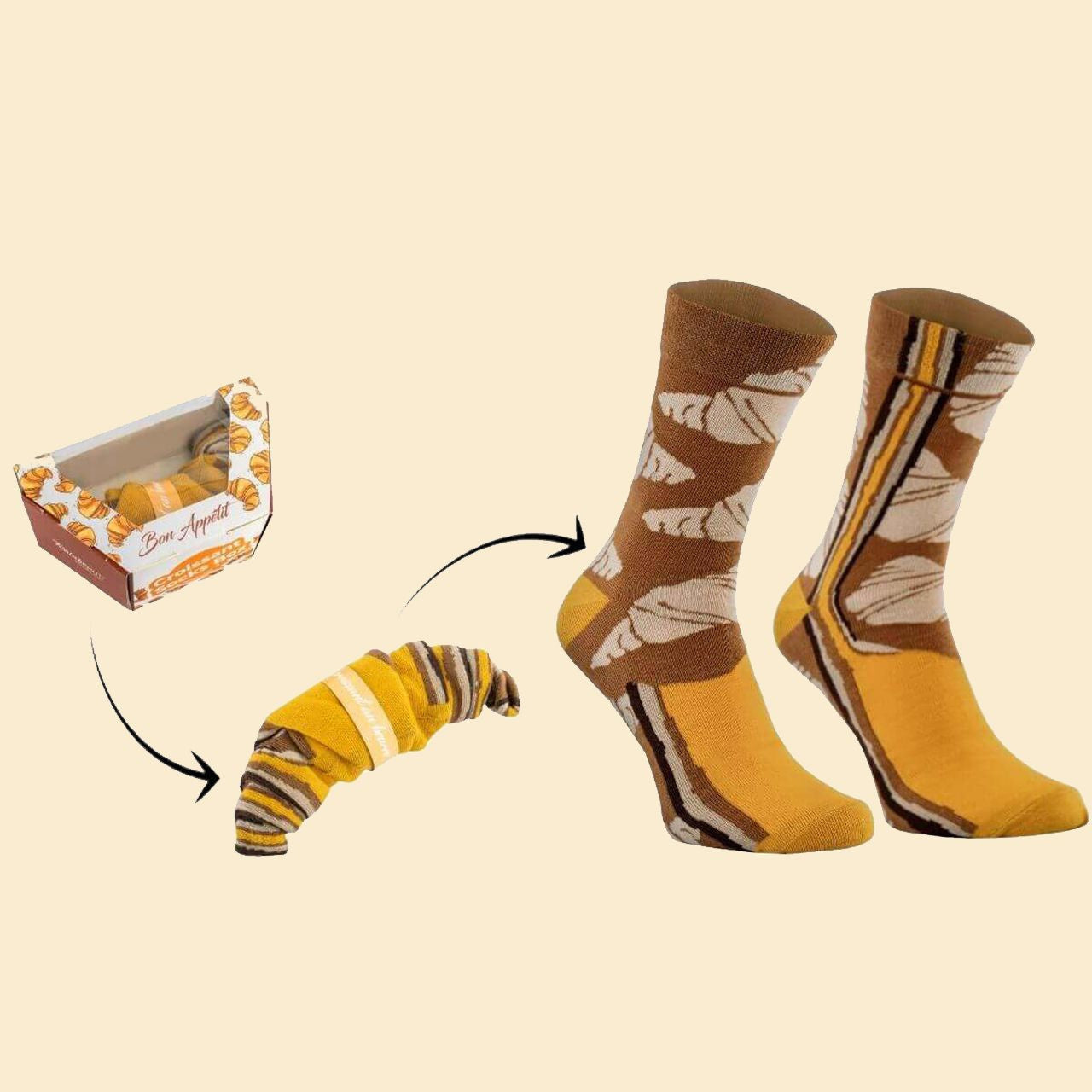 Śmieszne skarpetki na prezent Croissant skarpetki męskie skarpetki damskie prezent dla niego prezent dla niej