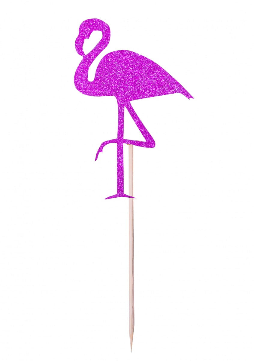 Pickere pentru brioșe FLAMING cu sclipici 15 cm (4 buc.)