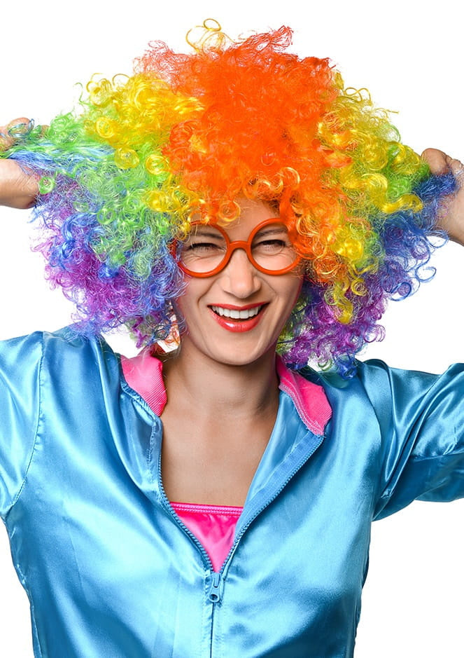 Perucă colorată AFRO pentru clovn