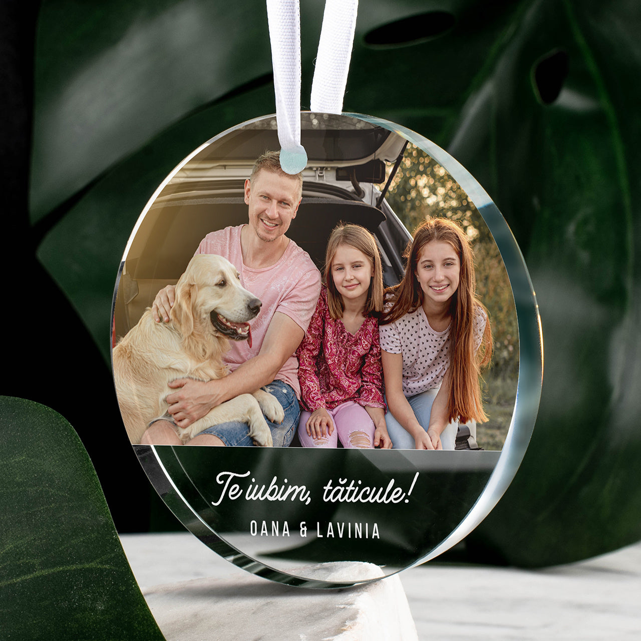 Pandantiv din sticlă cu fotografie – cadou pentru tata