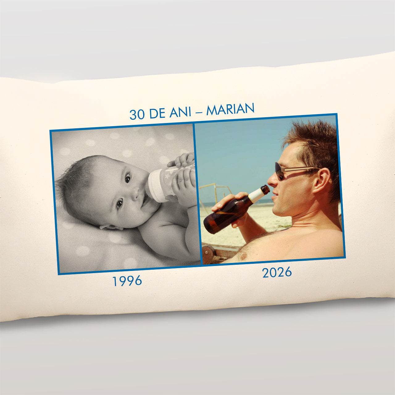 Pernă aniversară cu fotografii – Atunci și acum