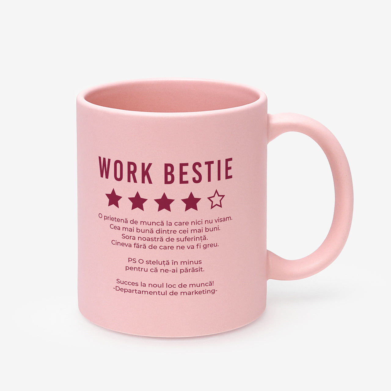 Różowy kubek na odejście z pracy dla koleżanki - Work Bestie prezent dla koleżanki prezent na pożegnanie