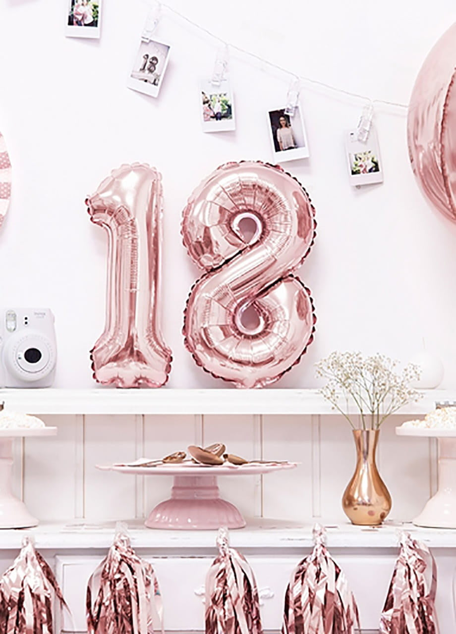 Balon din folie pentru aer CIFRĂ 8 rose gold