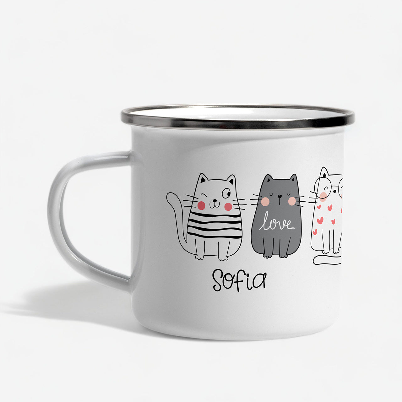 Emaliowany kubek z kotkami prezent dla kociary kubek z kotami prezent dla miłośniczki kotów