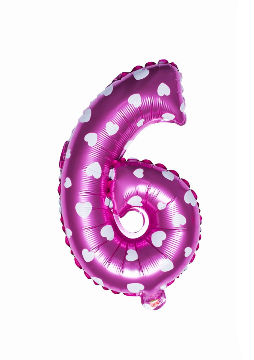 Balon din folie pentru aer CIFRĂ 6 roz 40 cm
