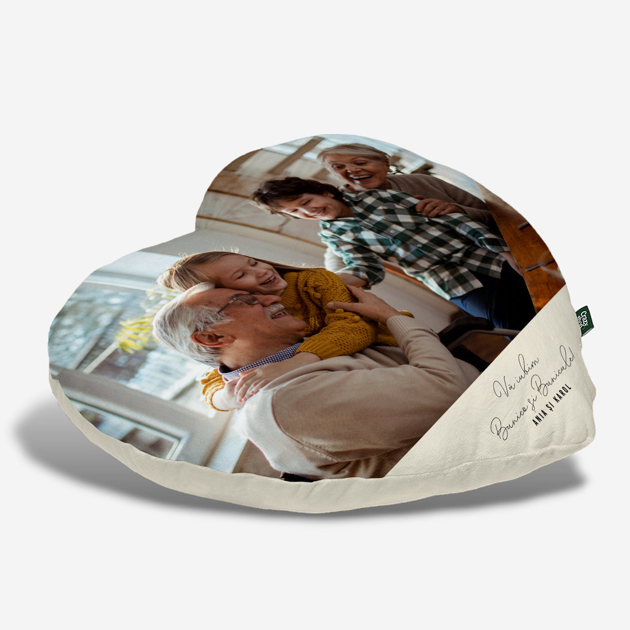 Pernă cu fotografii pentru bunici – inimă