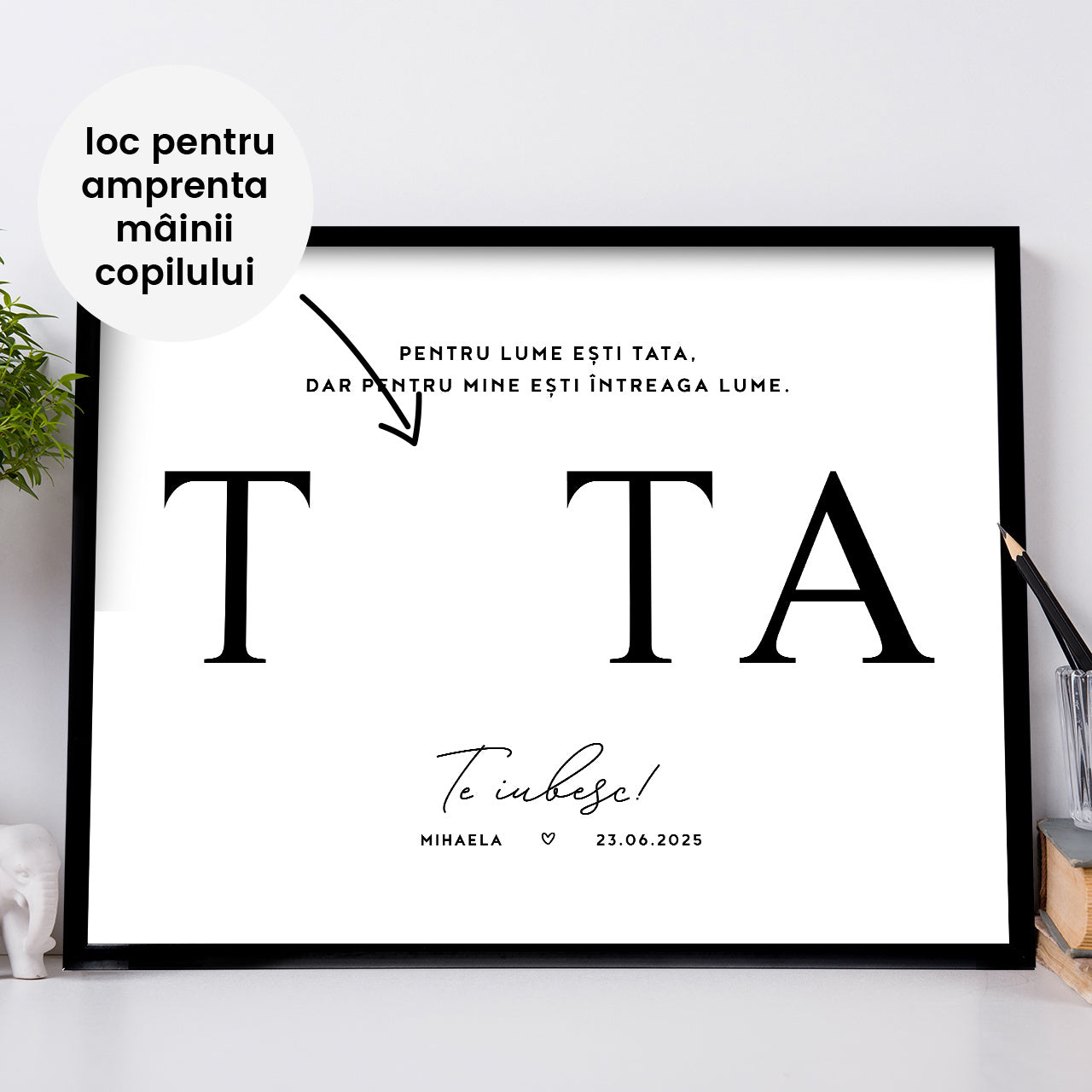 Plakat na Dzień Taty z odciskiem dłoni - prezent od dziecka prezent dla Taty na Dzień Taty plakat personalizowany