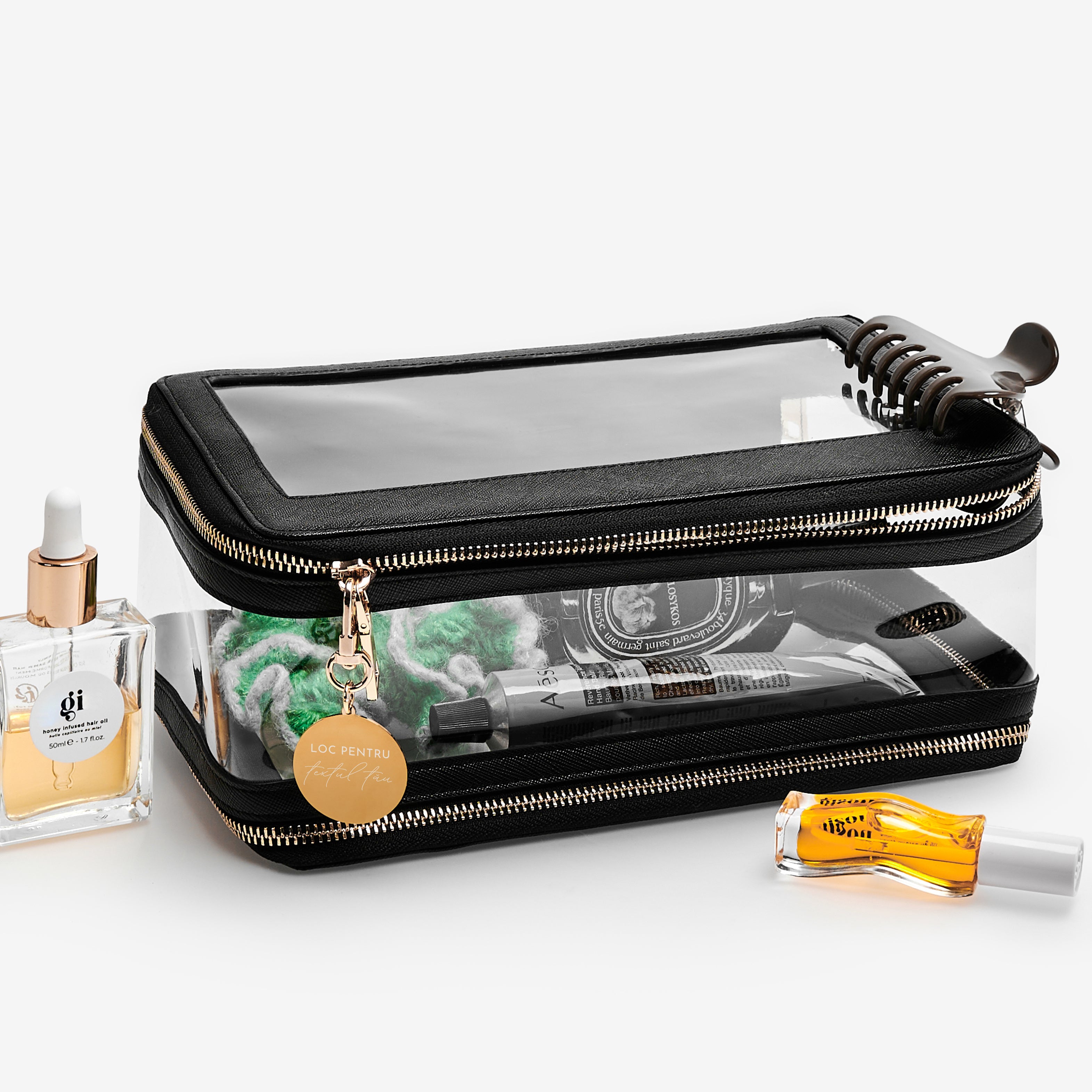 Trusă de cosmetice de călătorie cu etichetă personalizată – Textul tău