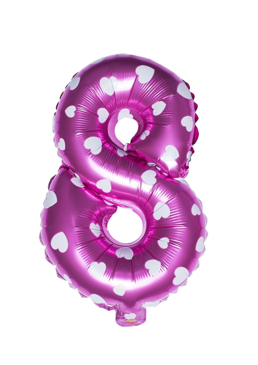 Balon din folie pentru aer CIFRĂ 8 roz 40 cm