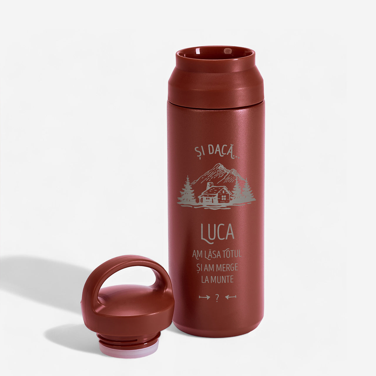 Termos gravat – muntii – cadou amuzant pentru colega de muncă