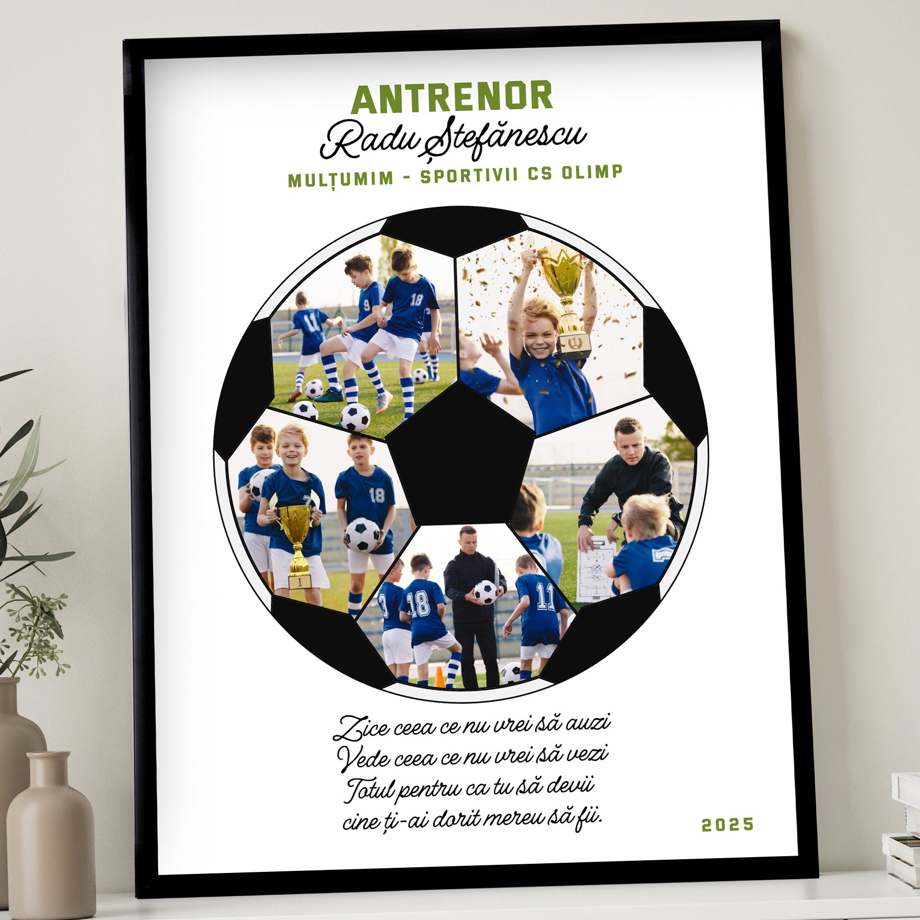 Poster cu fotografii - cadou pentru antrenorul de fotbal